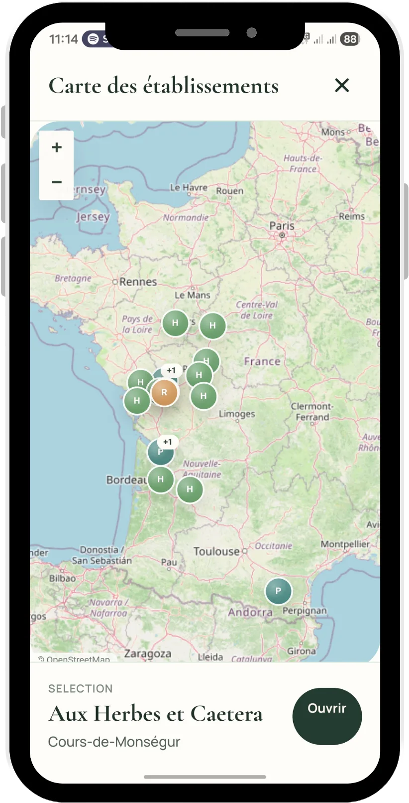 Carte des herboristeries et établissements